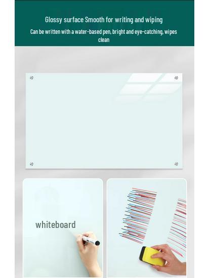 Wall-Mounted Magnetic Tempered Glass Whiteboard for Office & Teaching