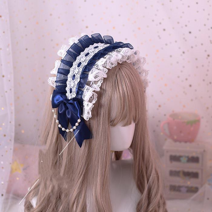 Japanese Sweet Lovely Hair Band Lolita Maid Hairband Lace Ribbon Bowknot Headband Cosplay Headdress Cute Accessories