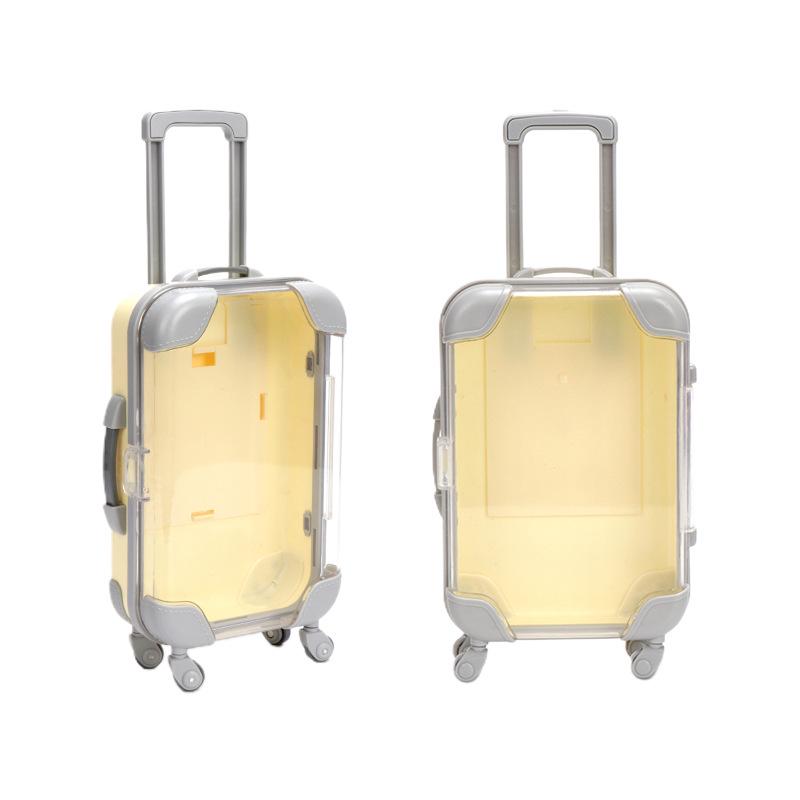 Mini Makeup & Eyelash Storage Clear Trolley with Wheels - Toy Travel Box