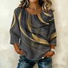 Damen Casual Blumenmuster Rundhals Dreiviertelarm Baumwolle Leinen Oberteil Leicht Atmungsaktive Bluse für den täglichen Gebrauch