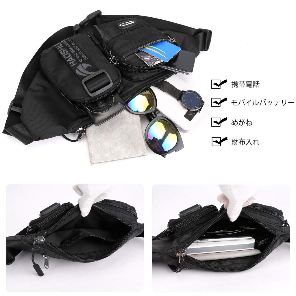 FANDARE Waist Large Outdoor Shoulder Crossbody Hip Bag for and Gray Nylon Men's Bag, Waterproof, Anti-theft, Capacity, Bag, Bag, Running, Cycling,