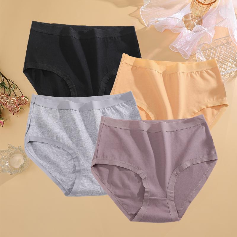 4Pcs/Set High Waist Underwear Cotton Panties Women Body Strips Underpants Plus Size Girls Briefs Female Lingerie Oversize Pantys