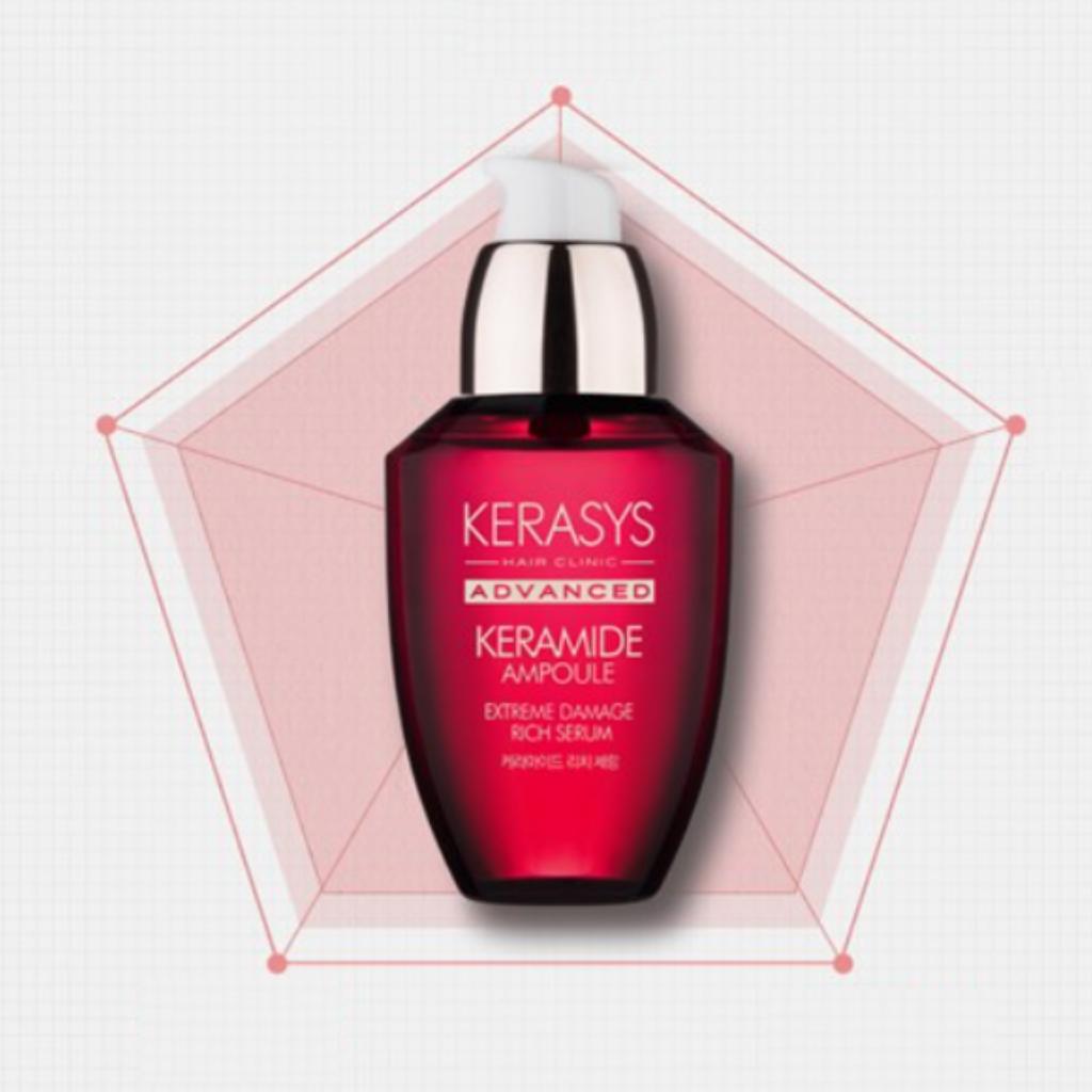 Kerasys Advanced Keramide Hair Serum Duo (70ml) - Extreme Damage Clinic & Rich Serum for Professional Hair Care