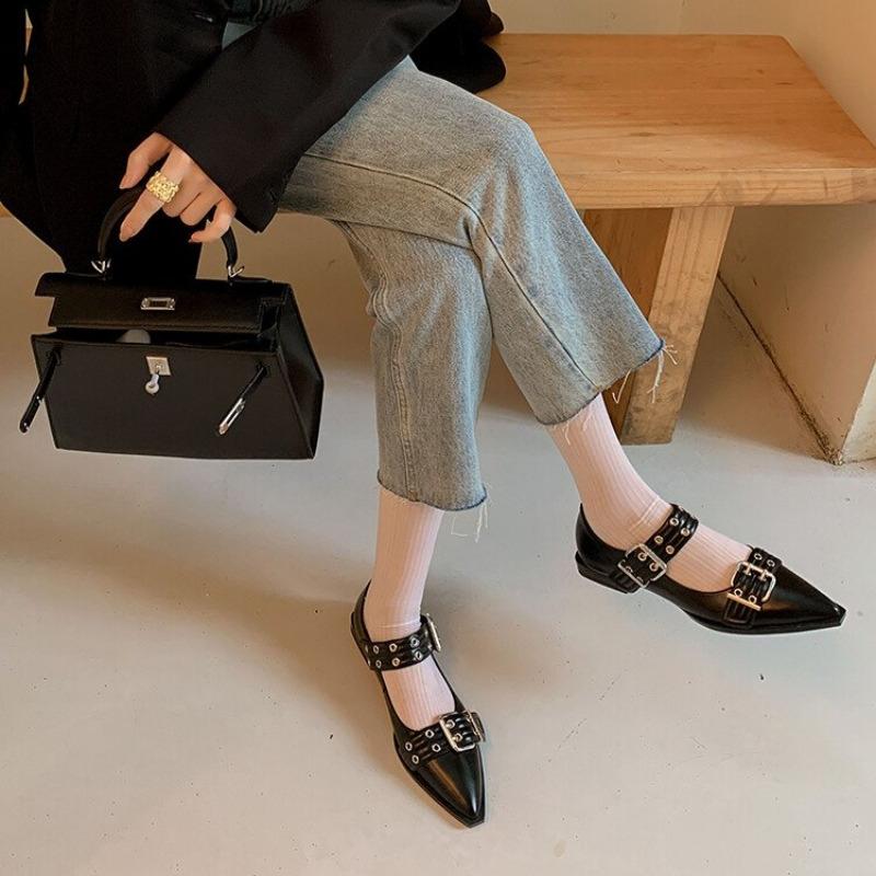 Women Flat With Shoes 2025 Designer Luxury Buckle Fashion Ladies Flats Shoes Slingback Pointed Toe Casual Female Sandals Mules