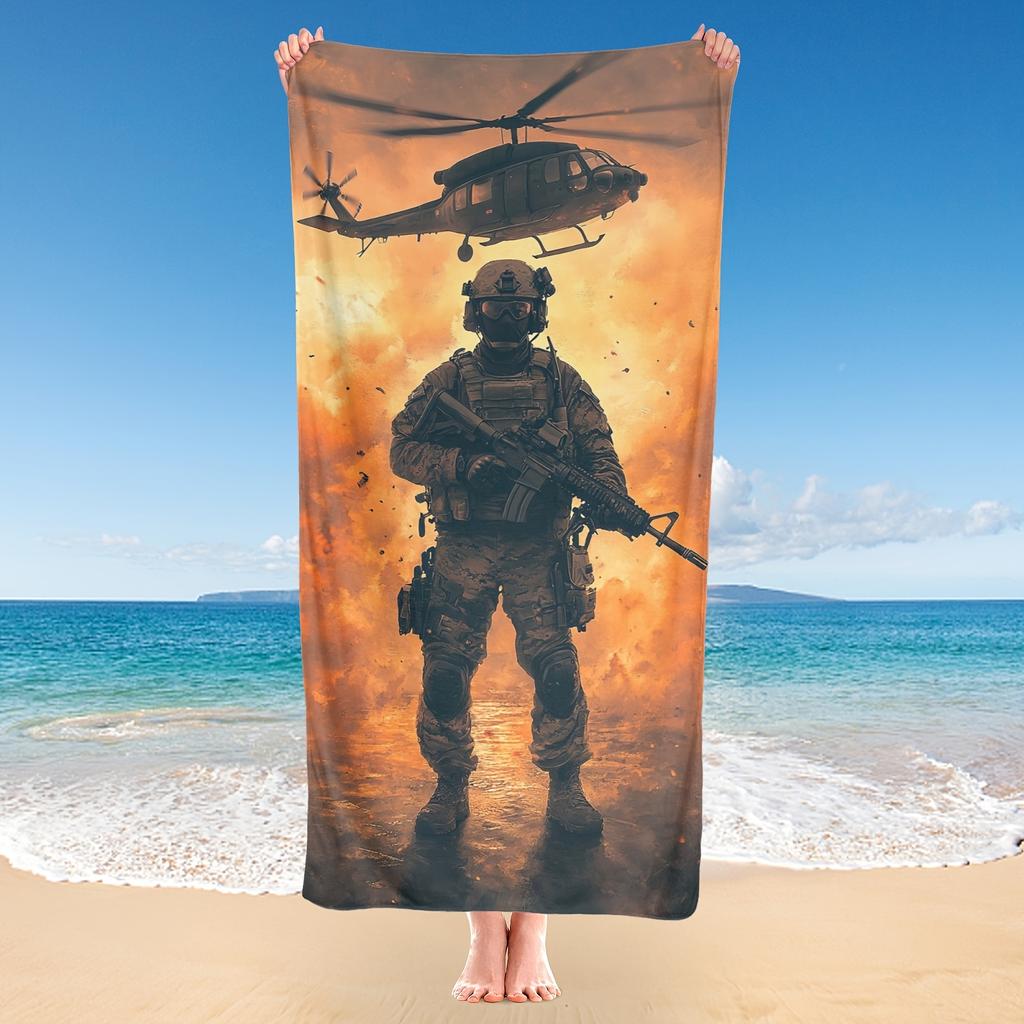 Militär-Thema Mikrofaser Strandtuch, Leicht und Saugfähig für Yoga, Schwimmen, Camping, Fitness