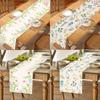 Spring Floral Watercolor Butterfly Colorful Wildflowers Burlap Linen Table Runners for Home Holiday Indoor Outdoor Wedding Party