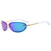 Hong Kong Style Oval Retro Sunglasses Street Photography Vacation Trimmed Sunglasses Women'S Glasses