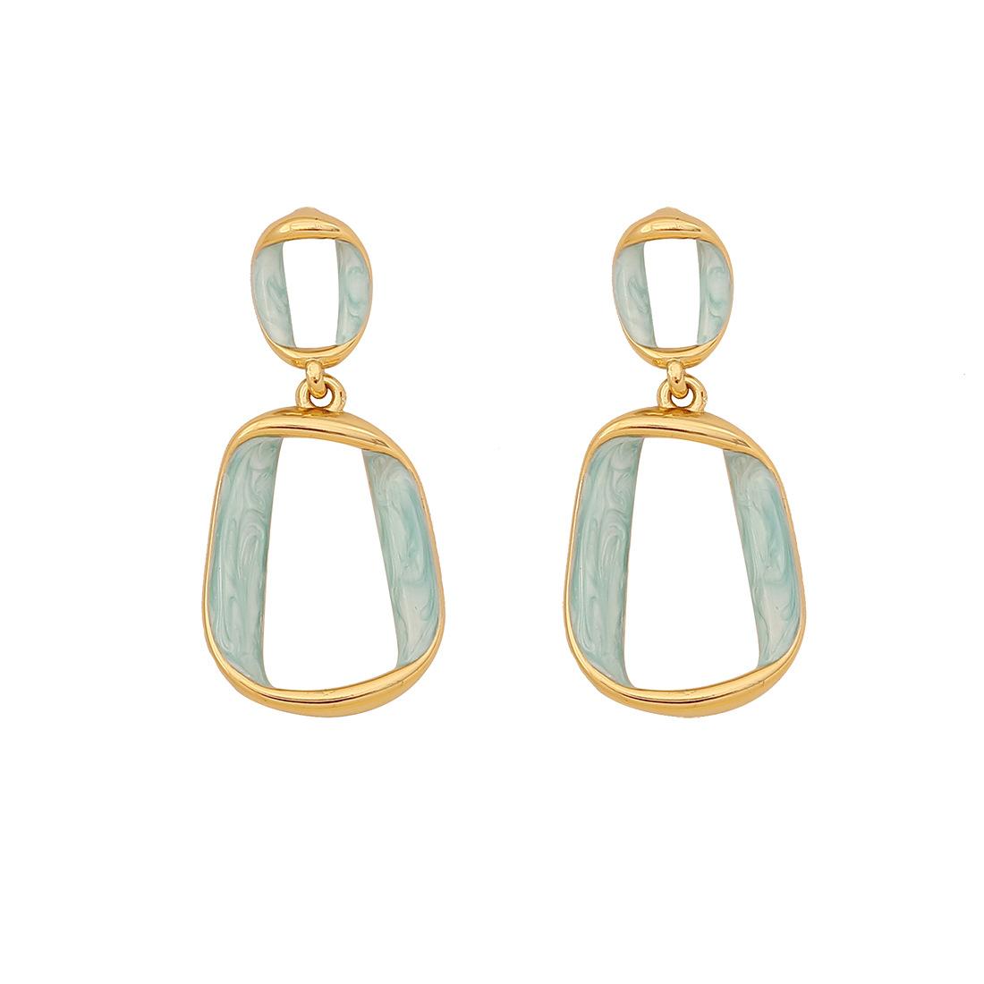 

Euro-American fashion geometric drop earrings, elegant stainless steel studs, niche versatile ear jewelry синий