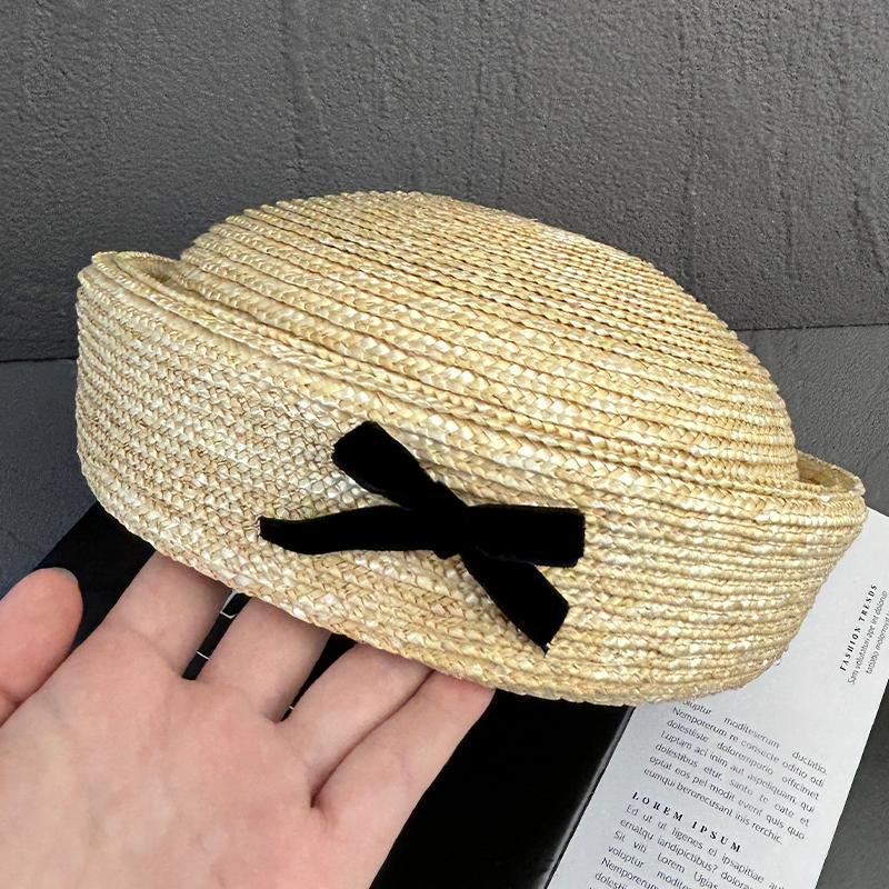 French Natural Wheat Straw Berets Women Circle Woven Sun Hats Church Derby Party Hostesses Pillbox Hat Millinery Fascinator Base