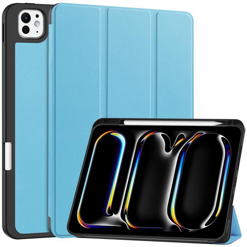 For iPad Pro 2024 Case 11 Inch 5th Gen Tri-fold Leather Painted Stand Smart Case For Funda iPad Pro 11 2024 Case with Pen Holder