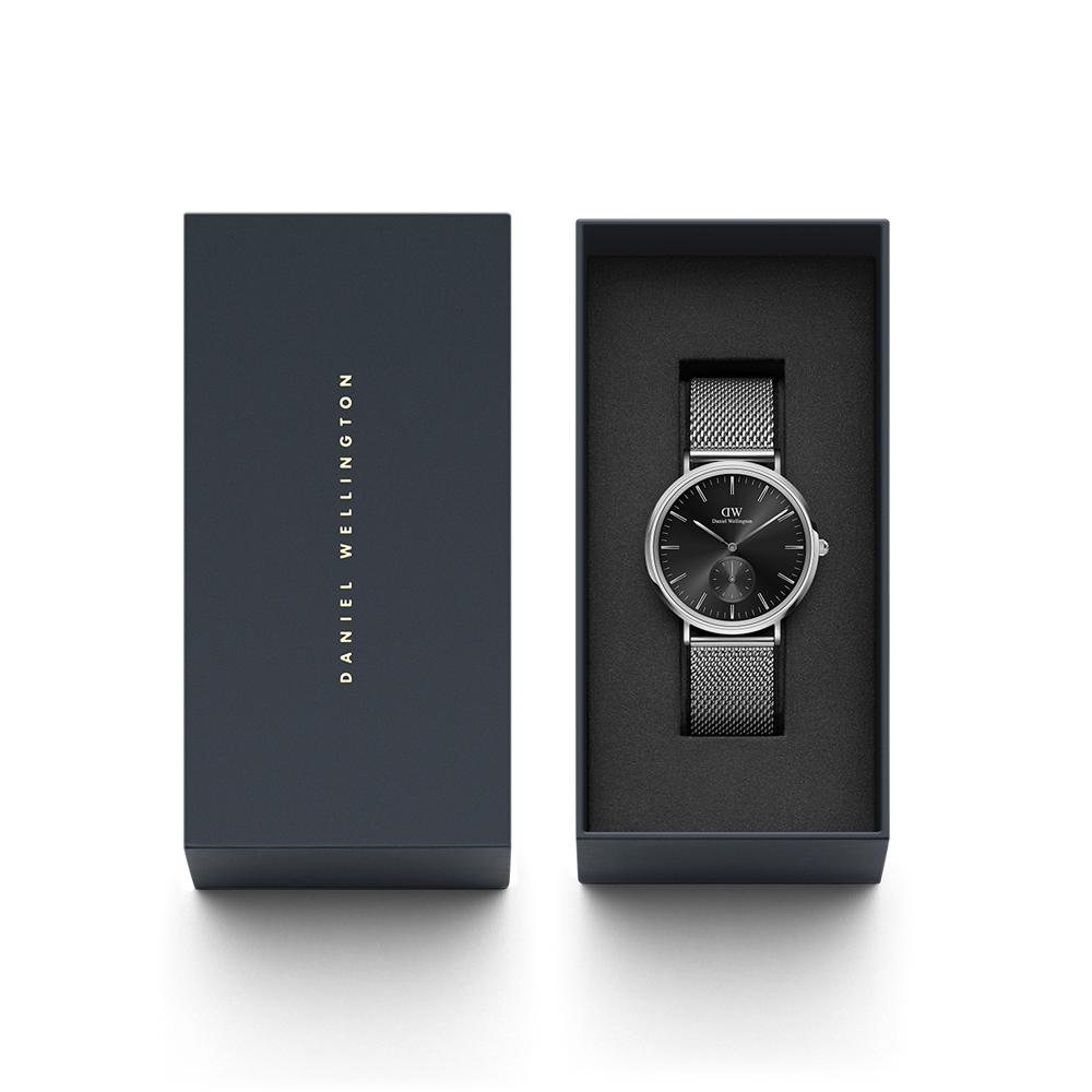 Danielwellingteon Classic Multi-Eye Mesh Onyx Black Dial Silver Metal Watch