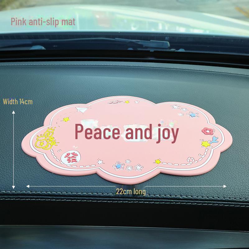 Car Anti-Skid Mats for Phones and Ornaments with Feather and Diamond Designs.