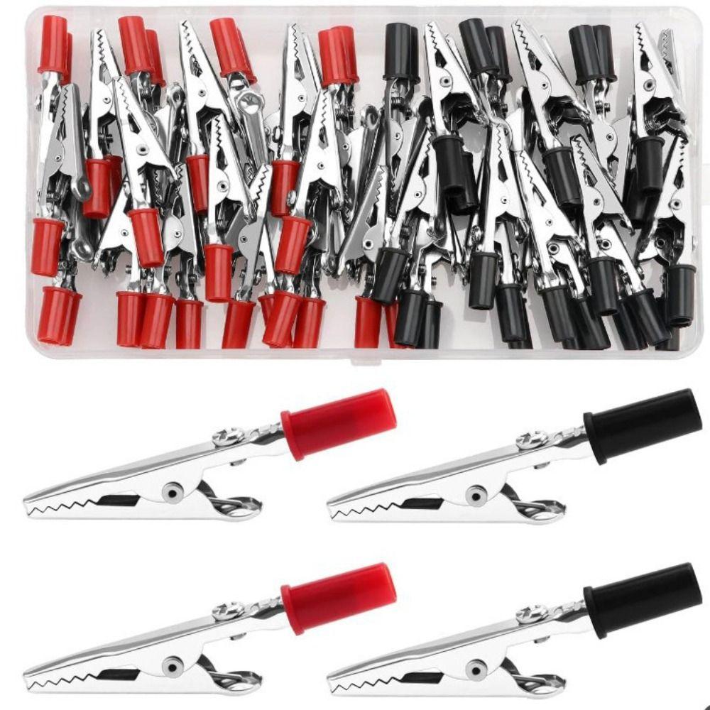 60pcs Professional Insulated Alligator Clips Joints Connection Spring Loaded Battery Clamps Universal Electrical Clips Vehicle