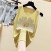 2023 Shiny Silk Sleeveless V-Neck Women's Vest - Spring/Summer New Style, Loose Fit with Hot Diamond Sling Knitted Design