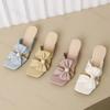Fashion Elegant Bow Design Casual Coarse Heel Sandals for Women 2025 New Summer Open Toes Breathable Comfortable Fashion Beach Slippers