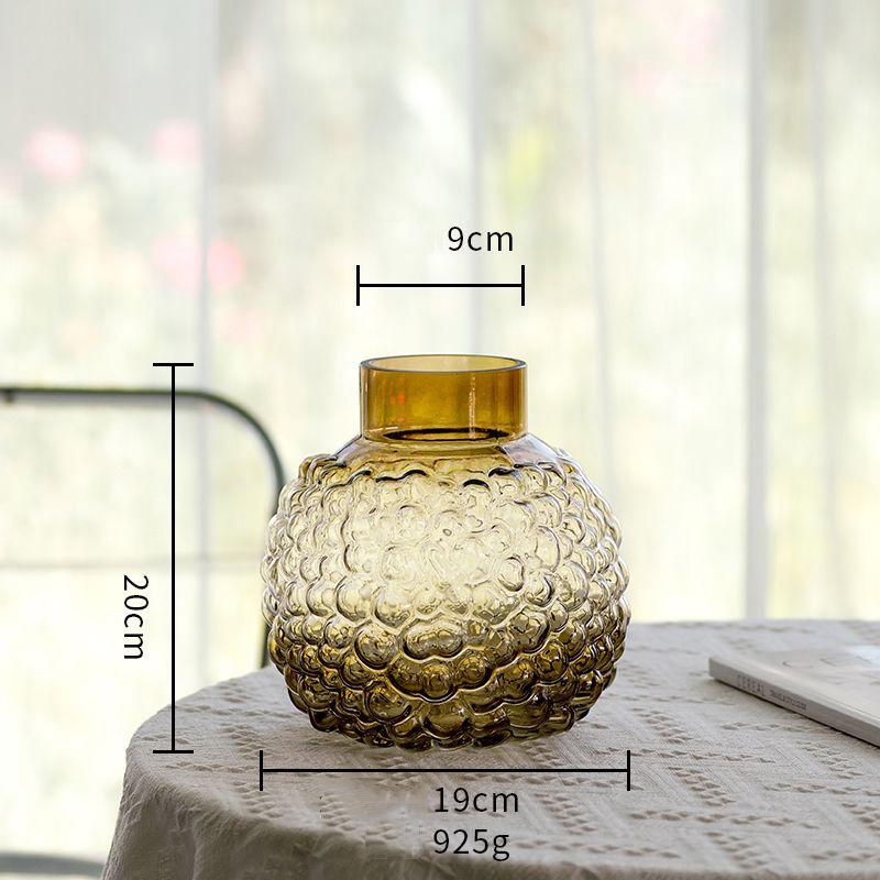 Bubble Patterned Belly Glass Vase Accessories Home Room Dining Table Flower Arrangement Decoration Homestay Villa Desk Ornaments