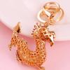Metal Inlay Lucky Chinese Keyring Inlay Rhinestones Chinese Dragon Keychain  Bag