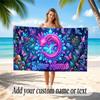 Floral Garden Theme Quick Dry Beach Towel Custom Name Text Print Large Sand Resistant Towel Beach Vacation