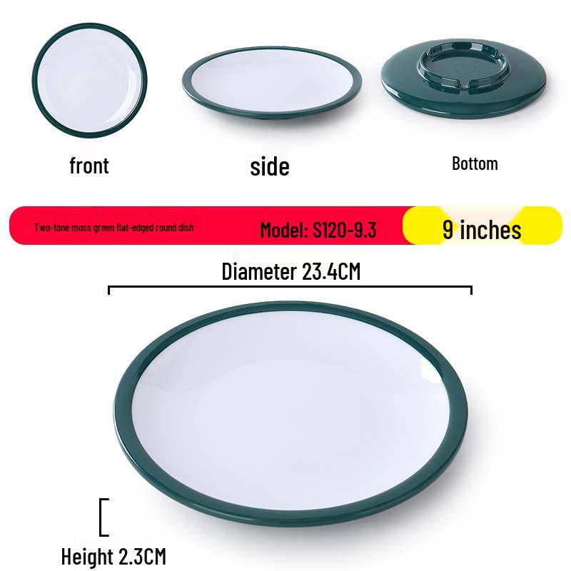 Nordic Round Melamine Shallow Plate for Buffets and Stir-Fry Dishes