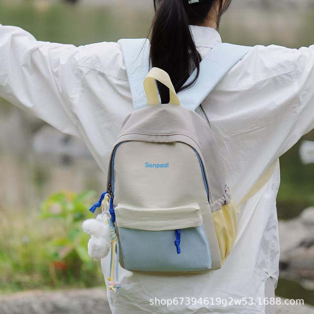 Schoolbag Korean version ins1011 new spring and summer dopamine contrasting backpack leisure sports travel college student backpack