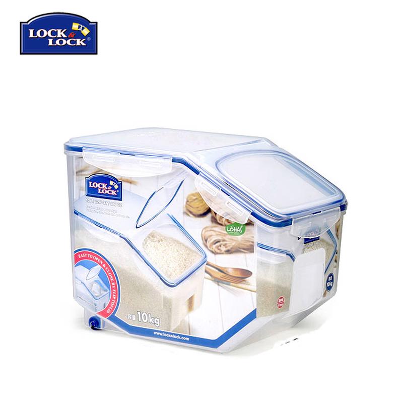 LocknLock 10Kg/12L Plastic Rice Container with Wheels and Measuring Cup