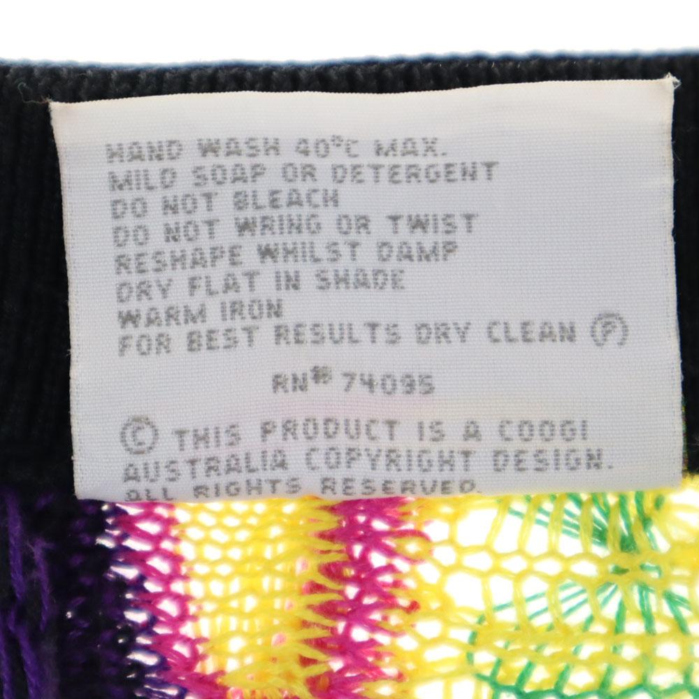 Coogi 90. léta Australské výroby Starý Pánský použitý kardigan s dlouhým rukávem do V z 3D bavlněné pleteniny