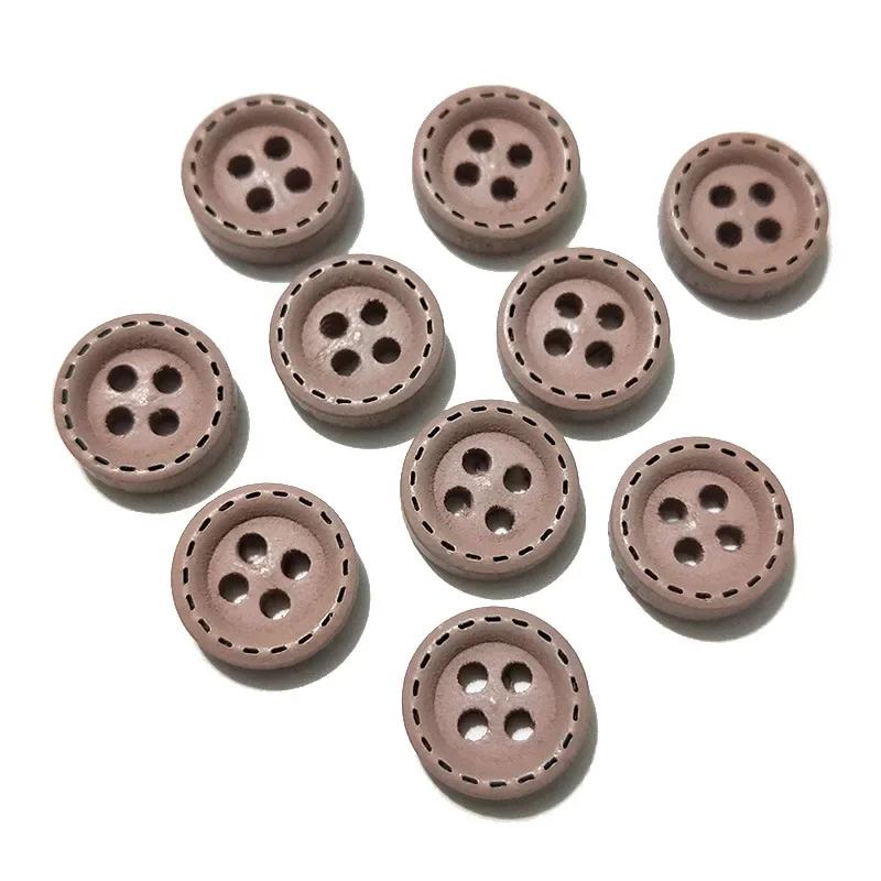 

10pcs 10mm 4-hole Mini Children s cartoon print DIY four eye button wood color button 10mm(10pcs) світло-рожевий колір