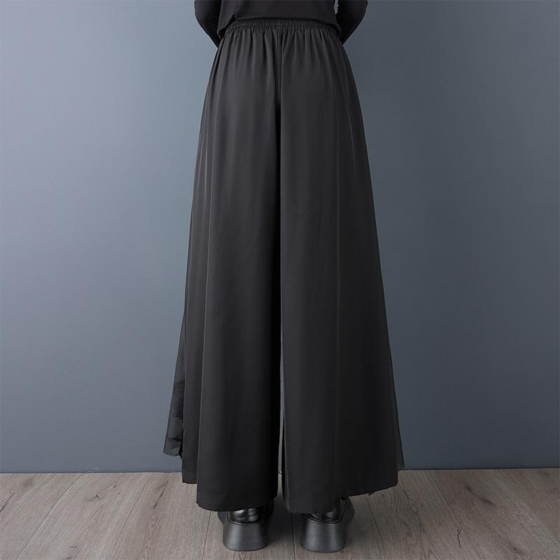 Schwarz Plus Größe Vintage hohe Taille Casual lose Frühling Herbst breite Beinhose Frauen Hose