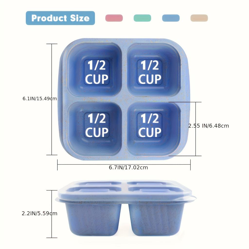 Square Plastic Snack Box with Lid 4 Compartment Food Container for Dry Fruits, Nuts, Tea Snacks (Nordic Style)