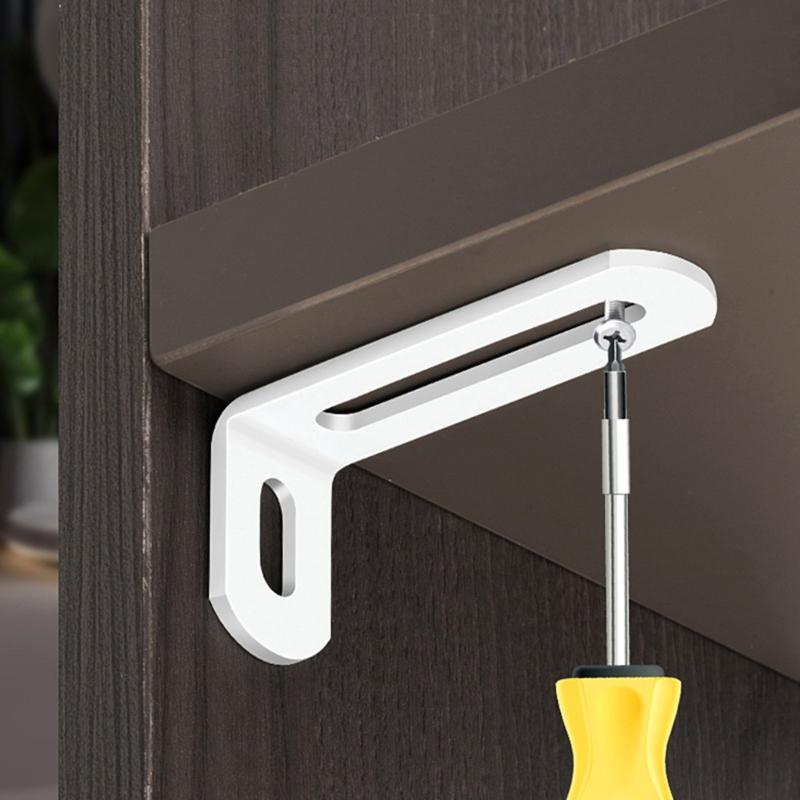 10Pcs Iron L Shaped Corner Brackets Fixer Double Slot Fixing Brackets For Wall Shelving Bookcases Easy Installation