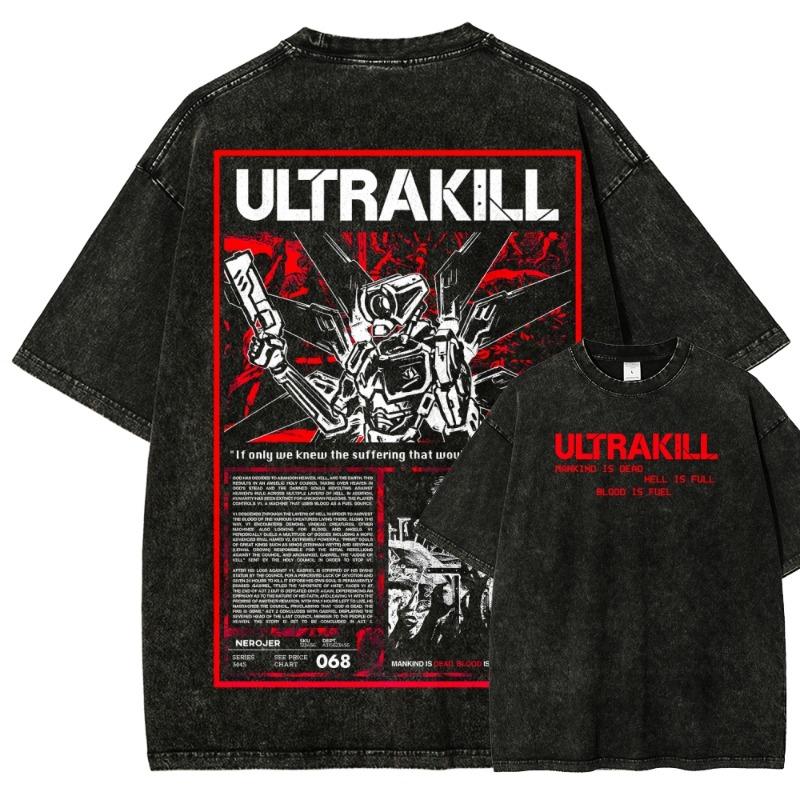 Ultrakill New Model Washed T Shirt Anime Lover Personality Clothes Oversized Year Round Clothing Unisex Hot Product Breathable