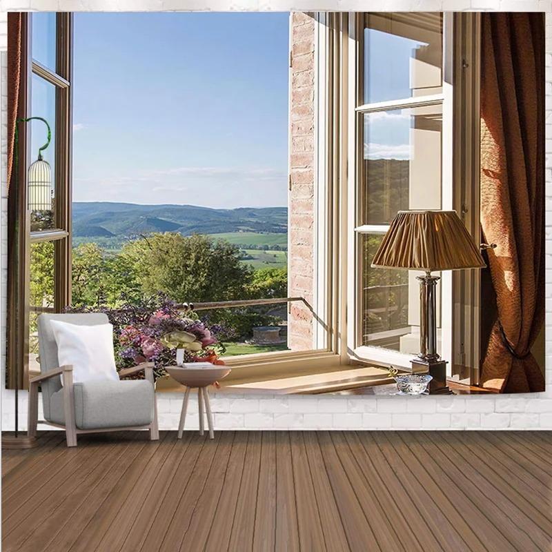 Living Room Balcony Potted Plant Pattern Hanging Cloth Home Wall Decoration Tapestry Bedroom Living Room Tapestry