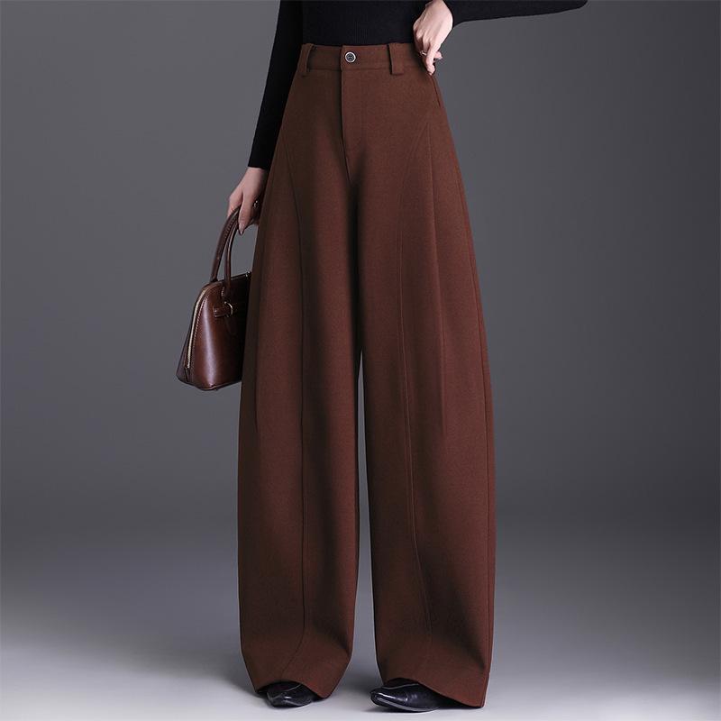 

2026 New Style Women s High Waist Woolen Wide-Leg Pants - Thick, Loose, Casual, Long Quadruple Extra Large красный