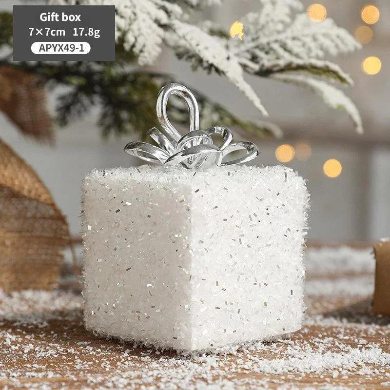 1 Pcs Ornaments White Foam Stars Pentagram Icicle Gift Box Pendant Tree Hanging Decorations Shiny New Year Festival Decors
