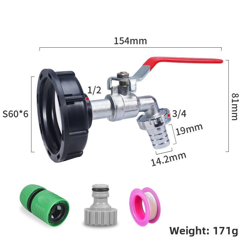 Durable IBC Tank Tap Adapter S60*6 Coarse Thread To 1/2'' 3/4'' Connector Replacement Valve Garden Home Valve Fitting Faucet