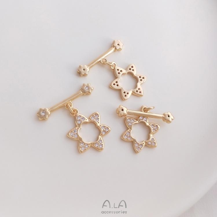 

Позолоченный 14K золотом циркониевый кулон-сердце и шестиконечная звезда-цветок, застежка-OT для браслета/ожерелья DIY.