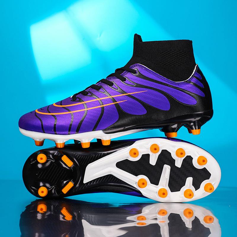 Football shoes Men's and women's adult primary and secondary school students' high-top artificial flat training competition Sports nail shoes 2025