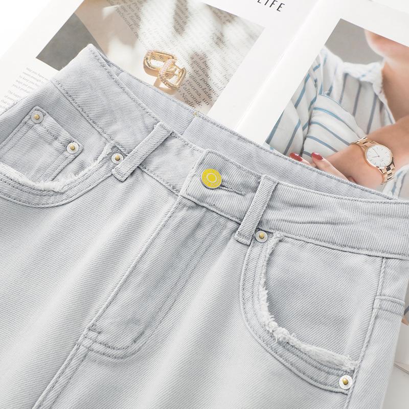 Γυναικείο 2025 Ανοιχτό Γκρι Ψηλόμεσο Αδυνατιστικό Φαρδύ Τζιν με Επιλογές Στενού και Φαρδιού Ποδιού για Άνοιξη/Καλοκαίρι.