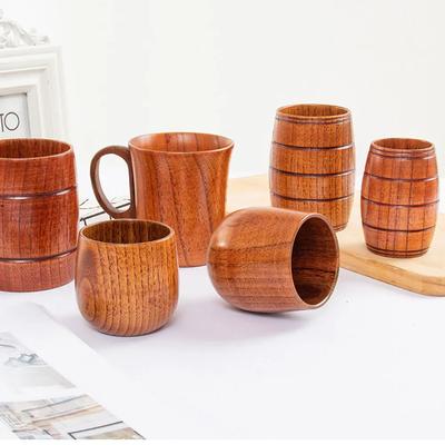 15 Styles Jujube Wooden Handmade Water Coffee Mug Cup Tea Beer Juice Milk Mugs Drink Cups With Handle Coffee Beer Mug Retro Gift