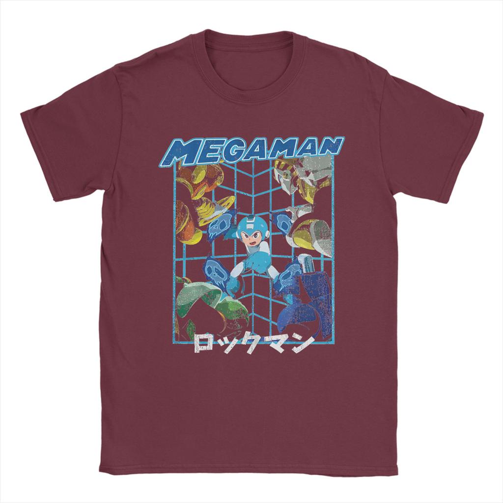 Retro Game Megaman X T-Shirt Men's Cotton Short Sleeve Round Neck Summer Tops