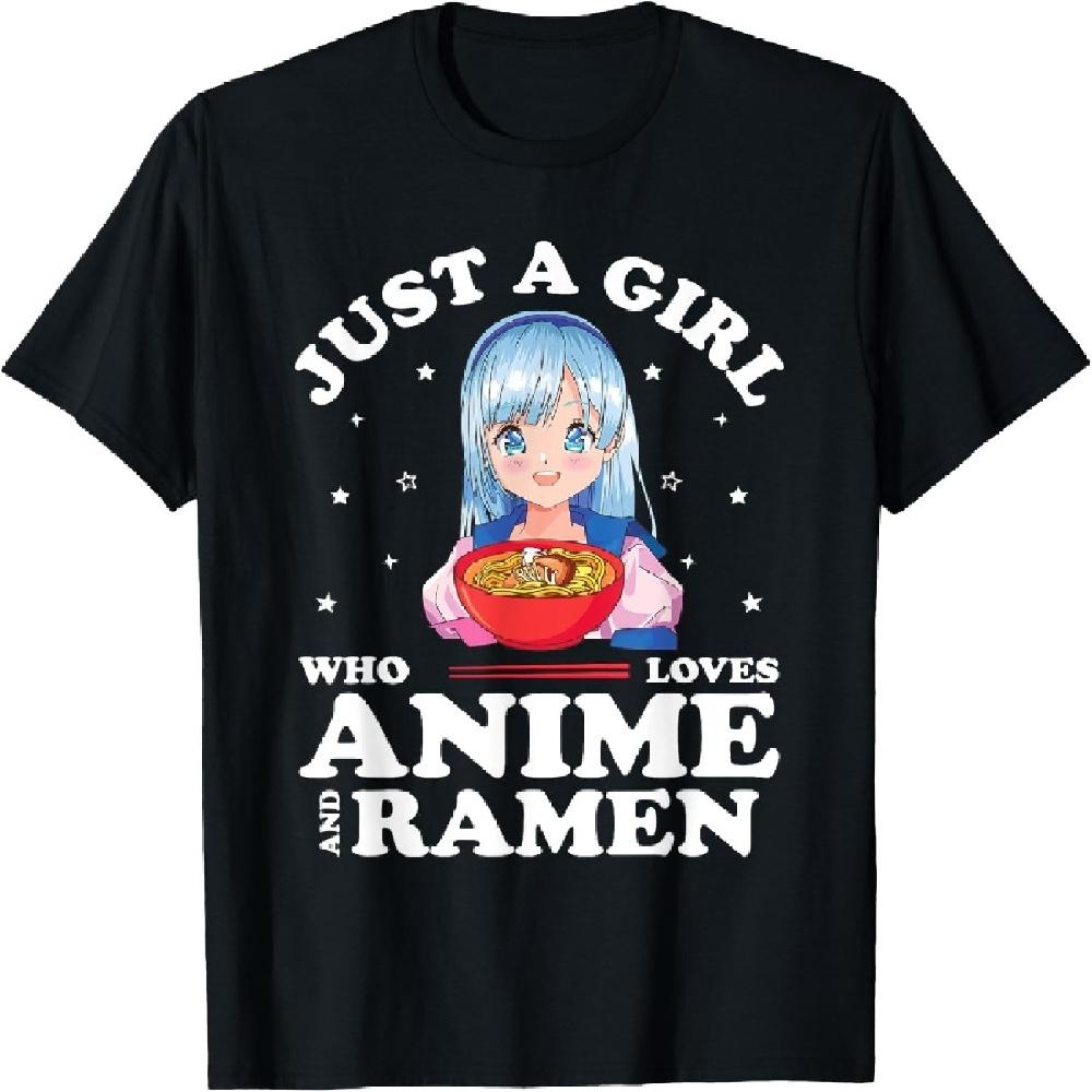 Аниме и Рамен Любитель Просто Девушка Смешная Японская Аниме Футболка Футболка XXXXXL чёрный