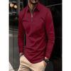 Polo de Otoño con Cremallera para Hombre de Color Sólido de Manga Larga Polos Casuales Deportivos Camisetas para Hombre