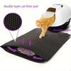 Cat Litter Pad Reusable Easy to Clean Non Slip Base Portable Kitten Supplies Black