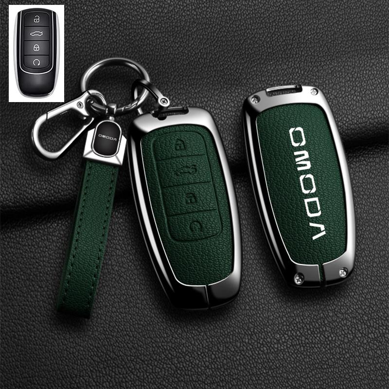 Zinc Alloy Leather Car Key Case, For Chery Omoda C5 E5 C9 5 9 Ev Phev 7 8 Pro Plus , Protected Keychain Bag, Car Accessories