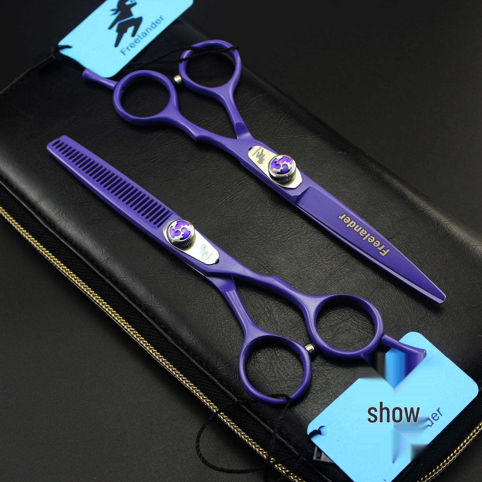 Shenxingzhe Violet Hairdressing Scissors - 5.5 & 6 Straight and Thinning Shears 6.0 inch Straight Scissors