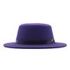 European and American new flat-brimmed flat-top hat woolen top hat women's fashion black belt jazz hat Panama hat