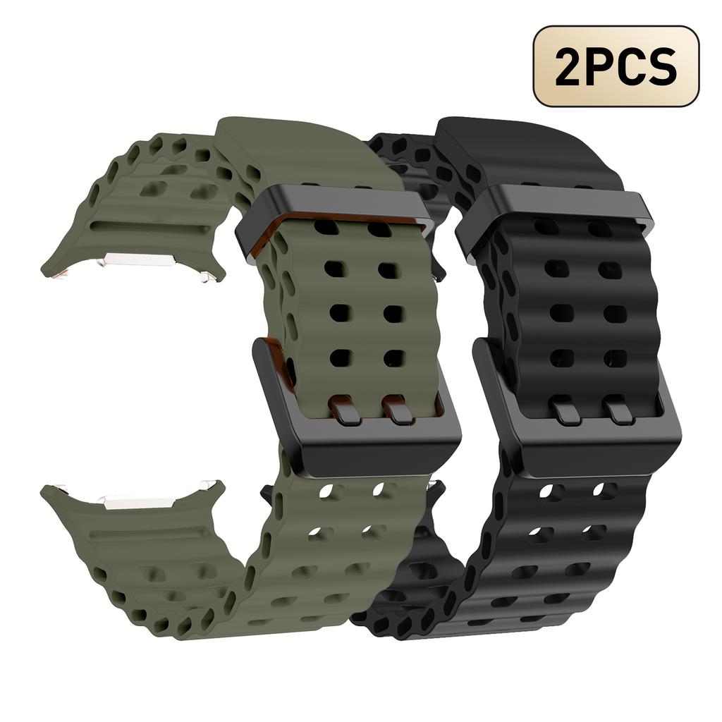 2pcs Silicone Watch Bands for Samsung Galaxy Watch Ultra 47mm, Square Hole Design, Multi-Color, Perfect Compatibility, Smartwatc