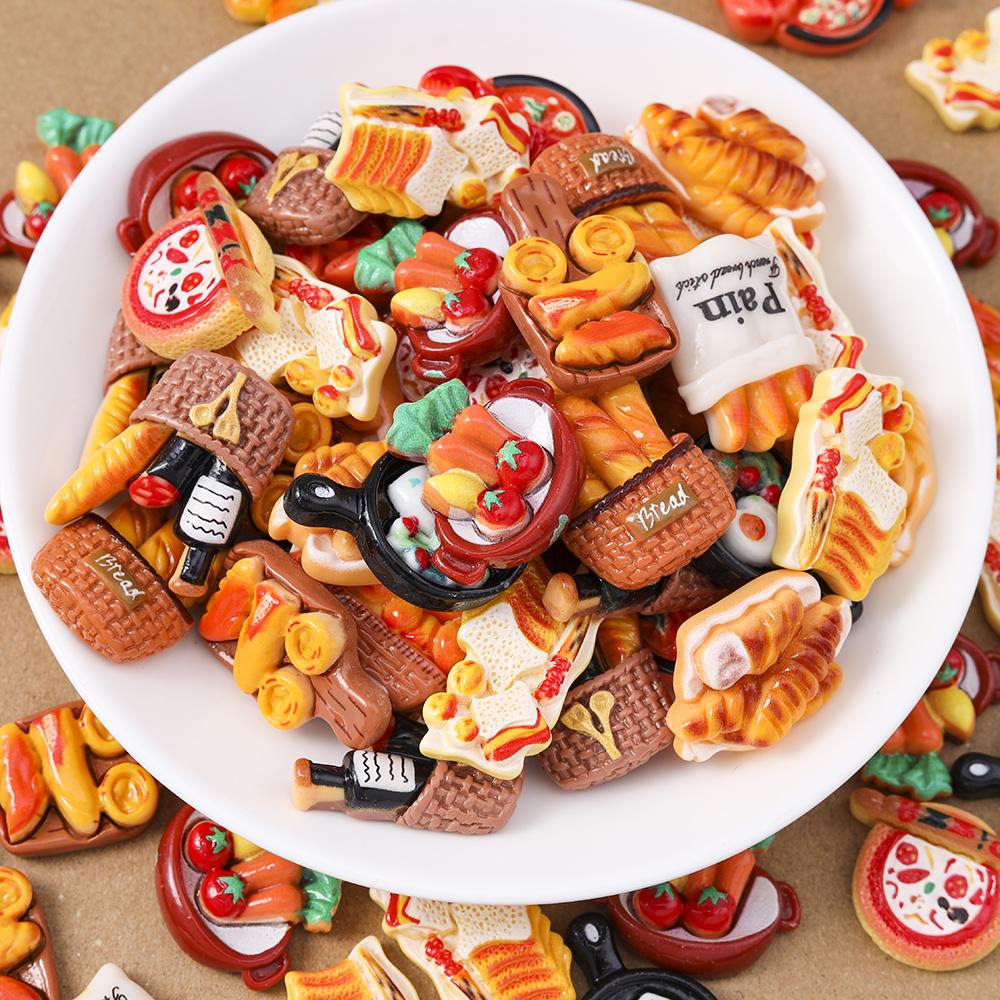 15pcs Mix Cute Resin Doughnut Bread Flatback Cabochon Scrapbooking for Girls DIY Hairpin Headband Embellishments Birthday Gifts