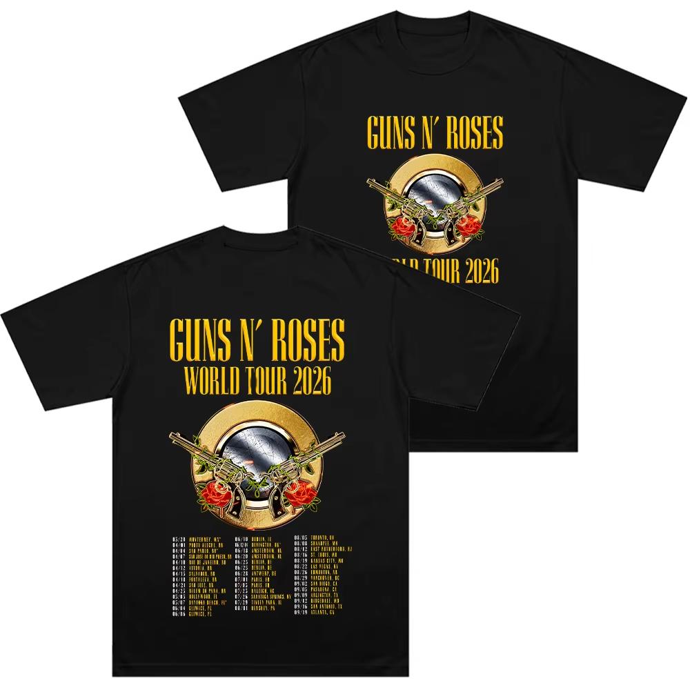 

Guns N Roses World Tour 2026 T-shirts Rock Band Hip Hop Streetwear Double Spear Rose Graphic T Shirts Trendy Unisex Cotton To... S разноцветный