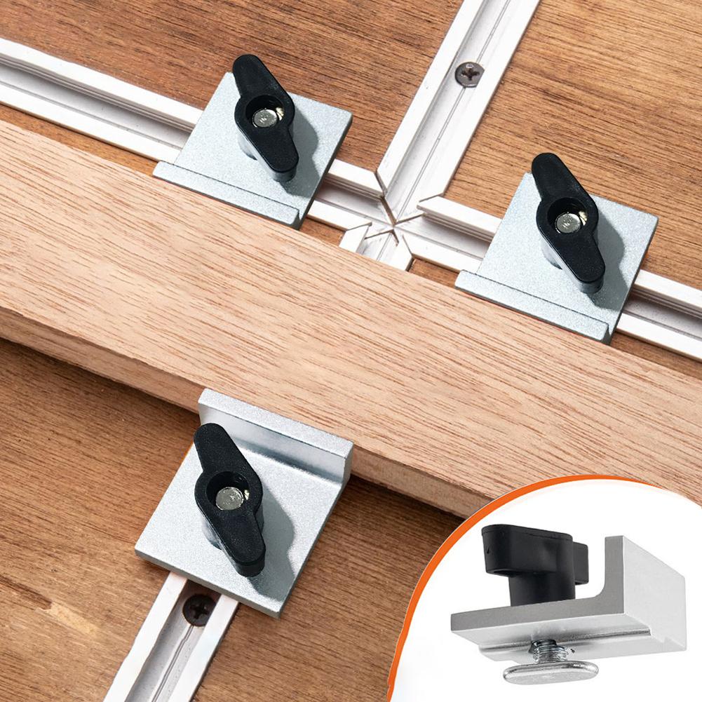 4Pcs Silver Short Stop Kit with Knobs Bi-Directional Stop Kit Wear Resist Bench Top Jig for Woodworking Sanding & Routing